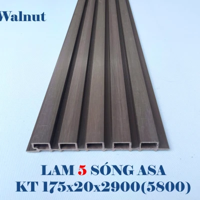 Tấm ốp 5 sóng ngoài trời ASA - Walnut