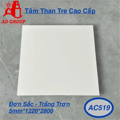 Tấm ốp than tre AC519 - Trắng Trơn
