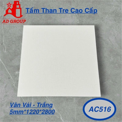 Tấm ốp than tre AC516 - Vân Vải - Trắng