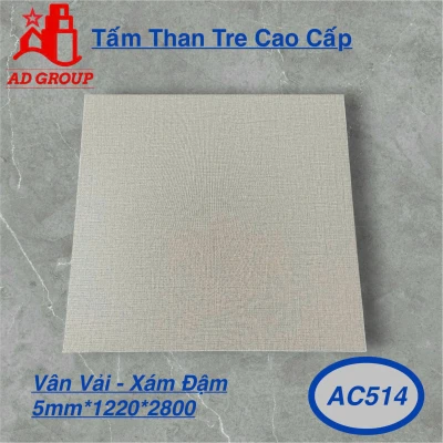 Tấm ốp than tre AC514 - Vân Vải - Xám Đậm