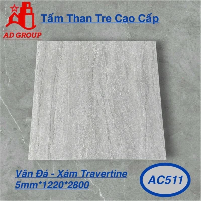 Tấm ốp than tre AC511 - Travertine Xám