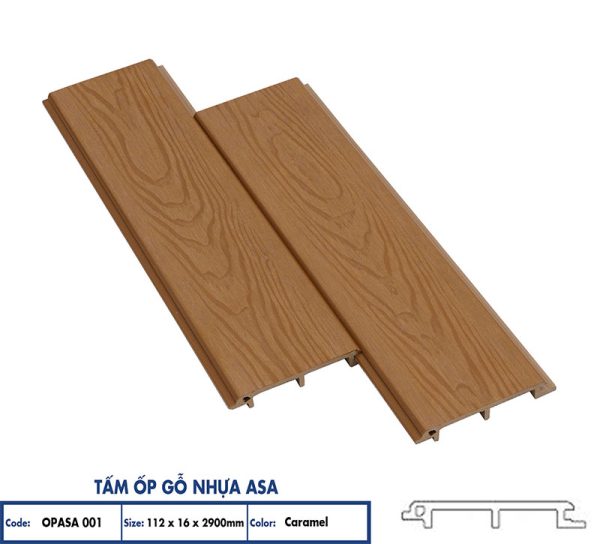 Tấm ốp gỗ nhựa ASA 1 sóng màu Sandal Wood