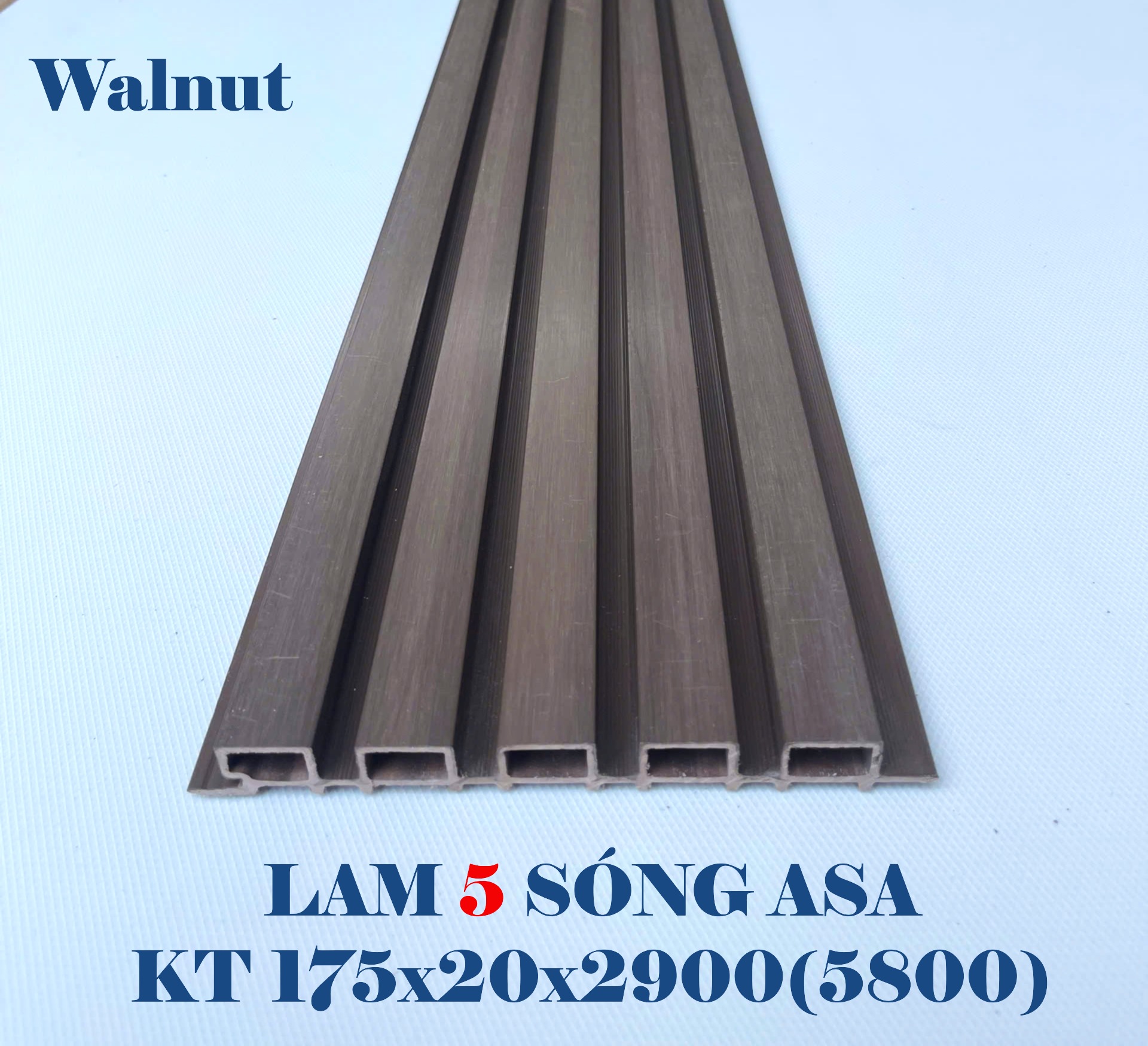 Tấm ốp 5 sóng ngoài trời ASA - Walnut