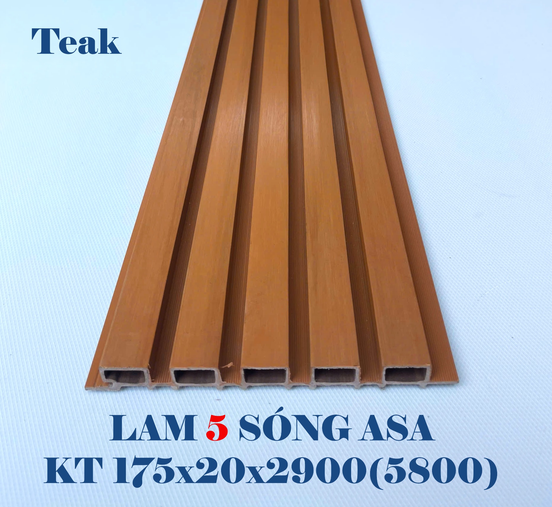Tấm ốp 5 sóng ngoài trời ASA - Teak