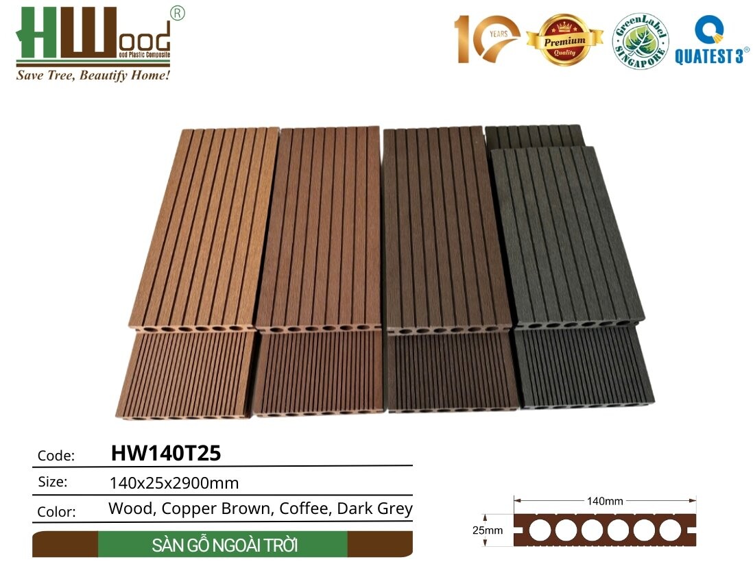 Sàn gỗ ngoài trời HW140T25