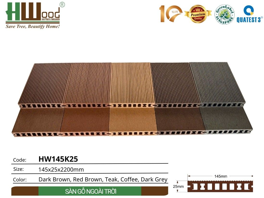 Sàn gỗ ngoài trời HW145K25