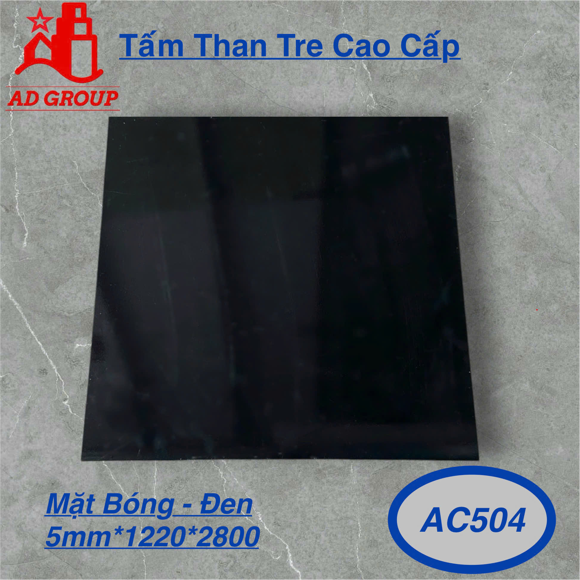Tấm ốp than tre AC504 - Đen Bóng