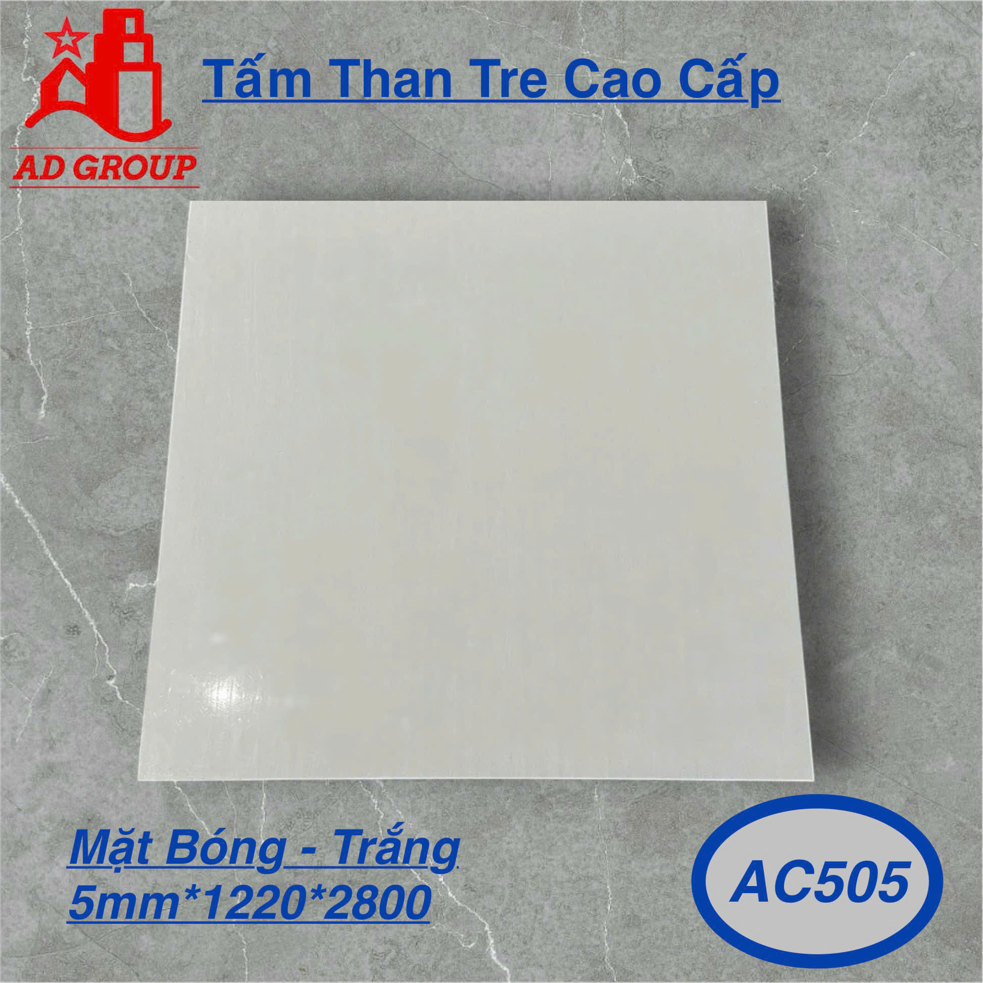 Tấm ốp than tre AC505 - Trắng Bóng